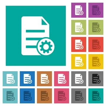 Document settings solid square flat multi colored icons Illustrazione stock
