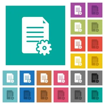 Document settings solid square flat multi colored icons Stock Illustration