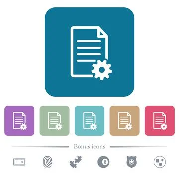 Document setup flat icons on color rounded square backgrounds イラスト素材