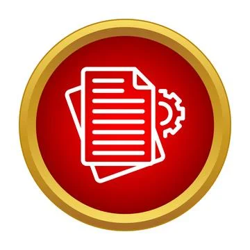 Document setup icon showing gears and files Stock Illustration
