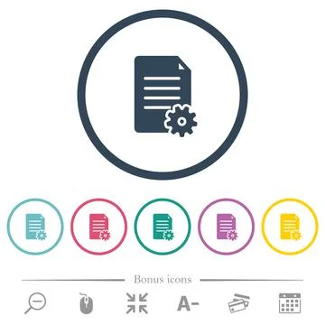 Document setup solid flat color icons in round outlines Illustrazione stock