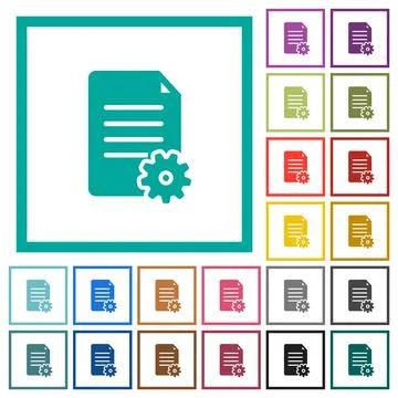 Document setup solid flat color icons with quadrant frames 库存插图