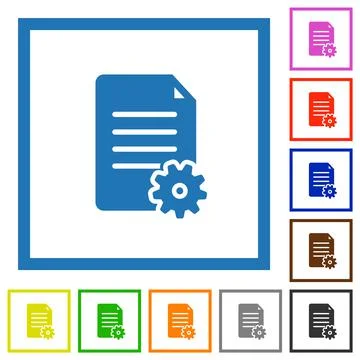Document setup solid flat framed icons Illustrazione stock