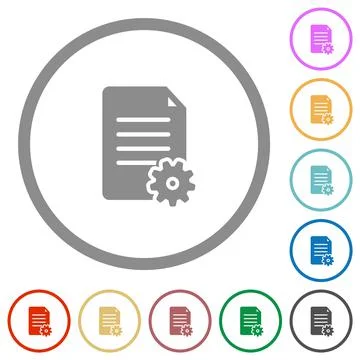 Document setup solid flat icons with outlines Illustrazione stock