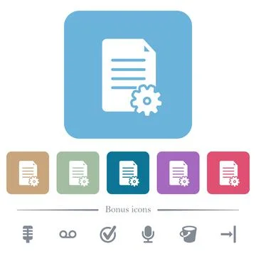 Document setup solid flat icons on color rounded square backgrounds Illustrazione stock