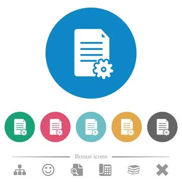 Document setup solid flat round icons Illustrazione stock