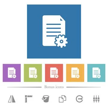 Document setup solid flat white icons in square backgrounds 库存插图