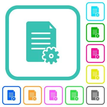 Document setup solid vivid colored flat icons Stock Illustration