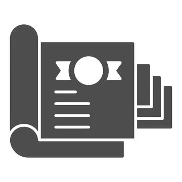 Document for shareholder solid icon, startup concept, stock certificate sign on Illustrazione stock