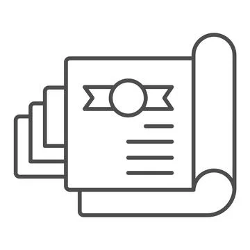 Document for shareholder thin line icon, startup concept, stock certificate sign Illustrazione stock