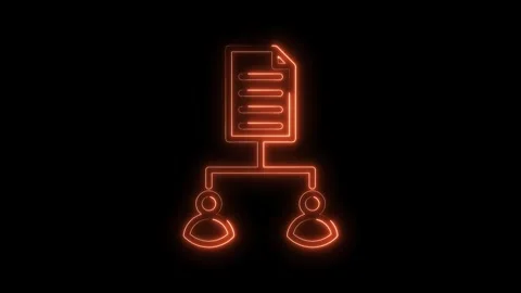 Document sharing and collaboration with people neon style animation on blac.. Stock Footage 316842745