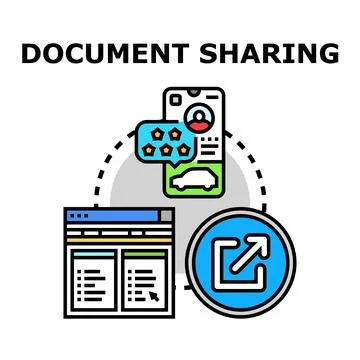 Document sharing concept for digital collaboration and information exchange Stock Illustration