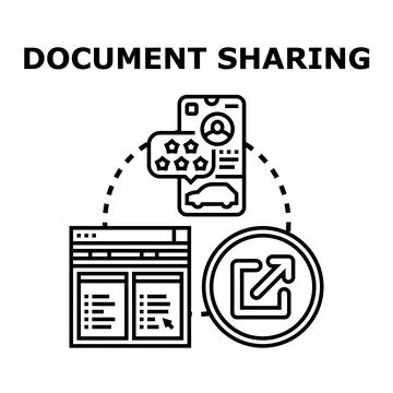 Document sharing concept for digital collaboration and information exchange Stock Illustration
