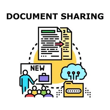 Document sharing concept presenting information exchange process Stock Illustration