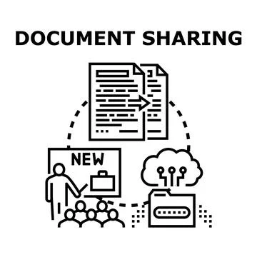 Document sharing concept presenting information exchange process Stock Illustration
