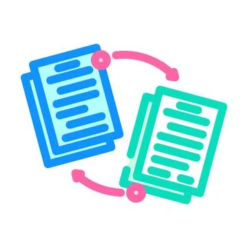 Document sharing hybrid work color icon vector illustration Illustrazione stock