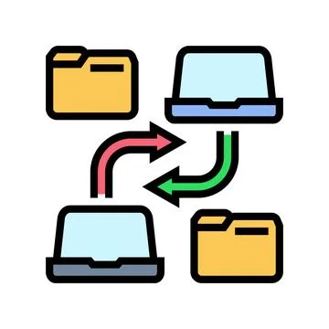 Document sharing hybrid work color icon vector illustration Illustrazione stock