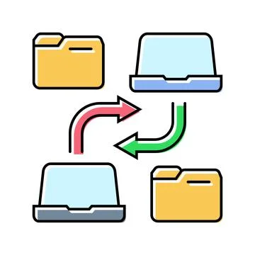 Document sharing hybrid work color icon vector illustration Illustrazione stock