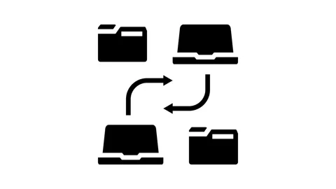 Document sharing hybrid work glyph icon animation Stock Footage 326143336