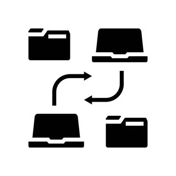 Document sharing hybrid work glyph icon vector illustration Stock Illustration