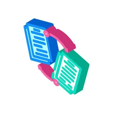 Document sharing hybrid work isometric icon vector illustration Stock Illustration