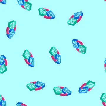 Document sharing hybrid work isometric icon seamless pattern Stock Illustration