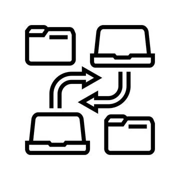 Document sharing hybrid work line icon vector illustration Illustrazione stock