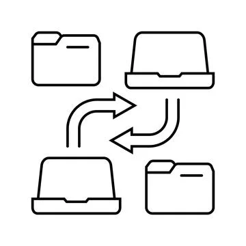 Document sharing hybrid work line icon vector illustration Stock Illustration