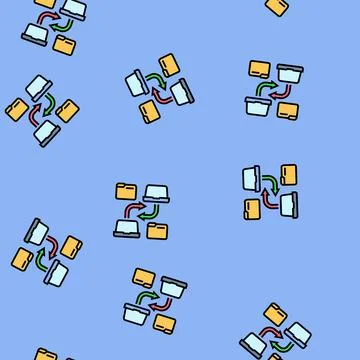 Document sharing hybrid work vector seamless pattern Illustrazione stock