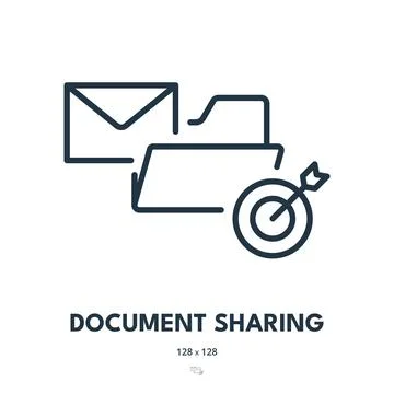 Document Sharing Icon. File, Database, Folder. Editable Stroke. Simple Vect.. Stock Illustration