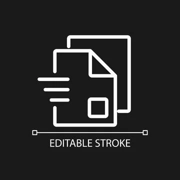 Document sharing pixel perfect white linear icon for dark theme 库存插图