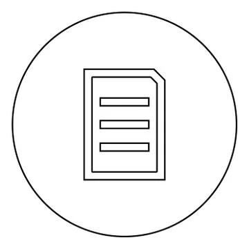 Document sheet black icon in circle outline Stock Illustration