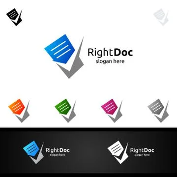 Document Sheets Logo Template.Check Doc File Paper Data Pixel Office or Contr Stock Illustration