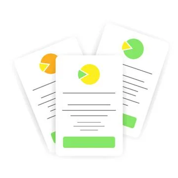 Document, sheets of paper. Signature of an agreement, contract or loan. Stock Illustration
