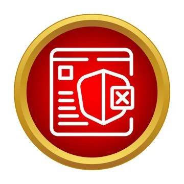 Document with shield and cross marking cyber threat Stock Illustration