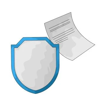 Document with shield illustration Stock Illustration