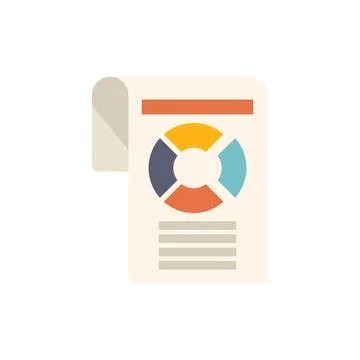 Document showing colorful pie chart and statistics data イラスト素材