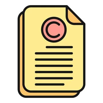 Document showing copyright c letter protection icon Stock Illustration