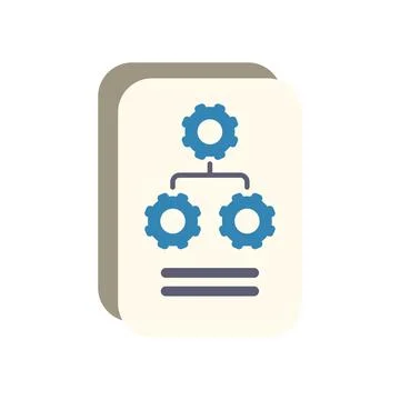 Document showing gears representing process management and workflow optimiz.. Illustrazione stock