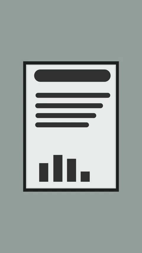 Document showing lines of text appearing gradually then a bar graph with ri.. Stock Footage 338039397