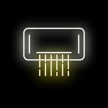 Document shredder neon glowing icon representing data security Stock Illustration
