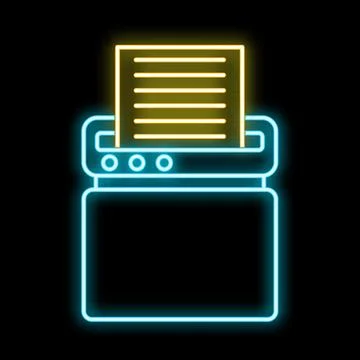 Document shredder neon icon representing data protection Stock Illustration