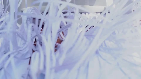 Document shredder with paper shreds on floor.for recycling. 스톡 동영상 132383607
