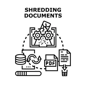 Document shredding process for data security concept Stock Illustration