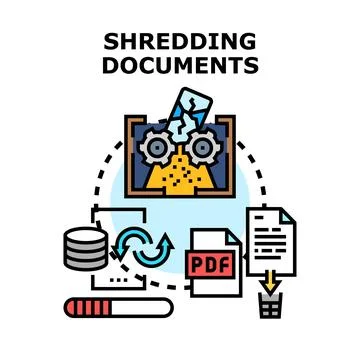 Document shredding process for data security concept Stock Illustration