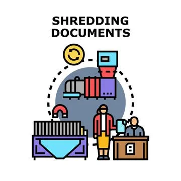 Document shredding process for secure data destruction Stock Illustration