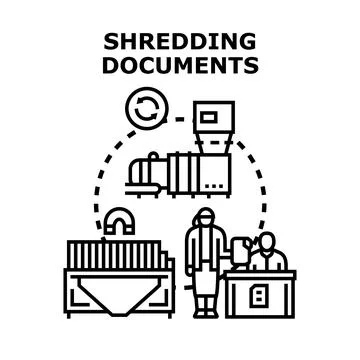 Document shredding process for secure data destruction Illustrazione stock