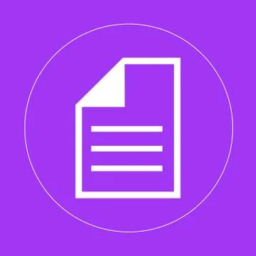 Document sign icon in trendy flat style isolated on purple background. For your Stock Illustration