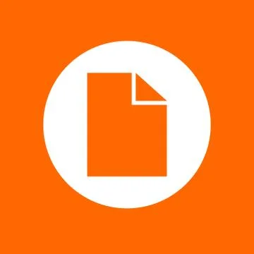 Document sign icon. In white circle on a orange background. Illustrazione stock