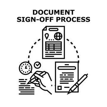 Document sign off process concept vector icon Stock-Illustration
